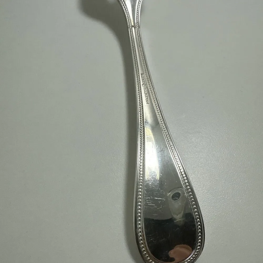 Reed & Barton Beaded English Gentry Silverplate Cold Meat Serving Fork 8-1/2